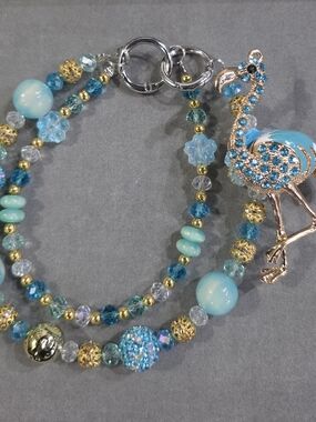 Bag Charm Blue Flamingo